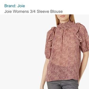 Joie Rylan Cheetah Print Silk Top in Ginger 100% Silk Sz Small